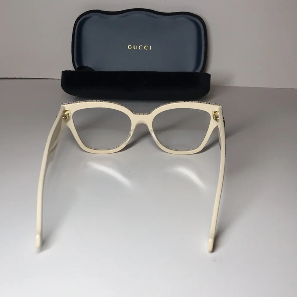 Gucci GG1424s Cream Crystal-Embellished Women's Glasses